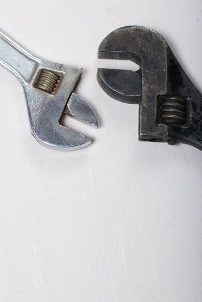 Two adjustable wrenches. On white background. - Foto, Imagem