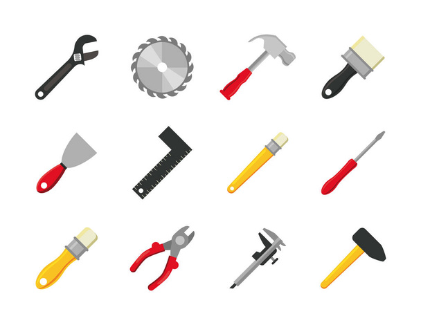 bundel van twaalf tools set pictogrammen - Vector, afbeelding