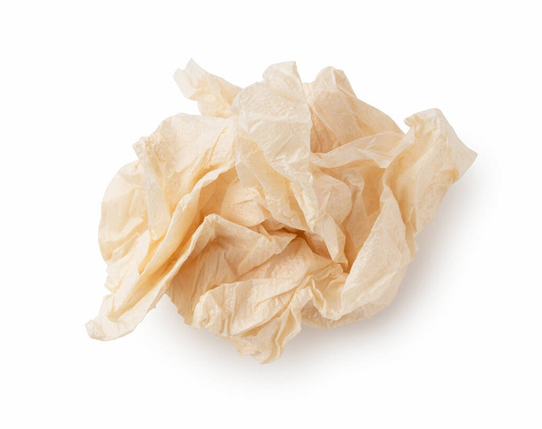 A crumpled paper napkin on a white background - Photo, Image