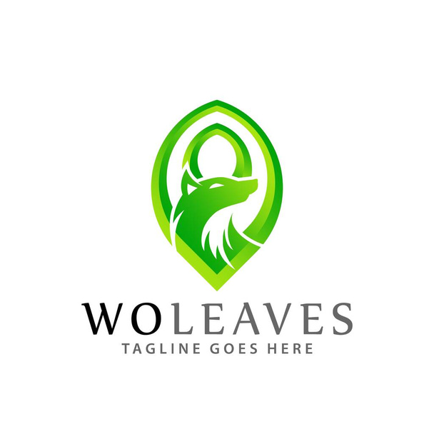 Абстрактный волк оставляет дикие современные логотипы - Вектор,изображение