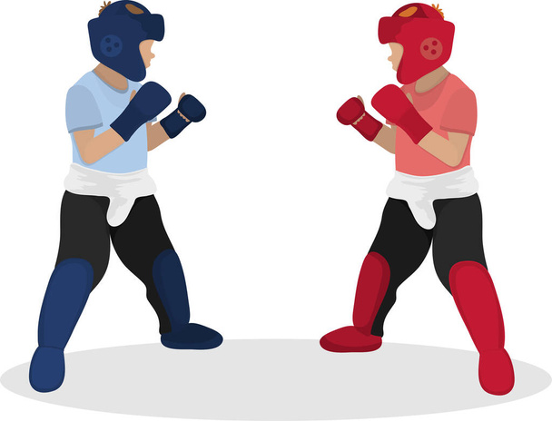 Punch boxing comic style and red corner with round:2 Stock Vector