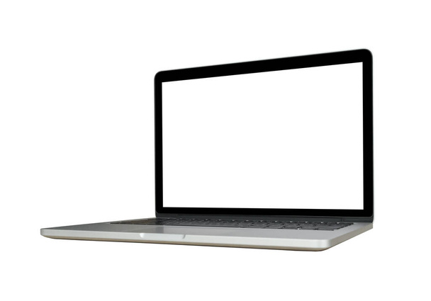 Laptop computer with blank screen isolated on white background - Photo, Image