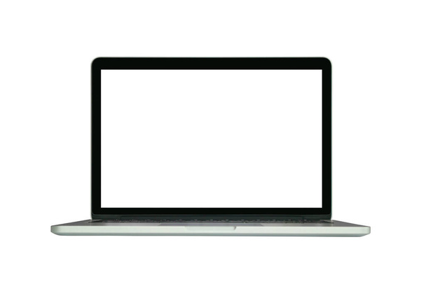 Boş ekranlı dizüstü bilgisayar beyaz arkaplanda izole edildi - Fotoğraf, Görsel