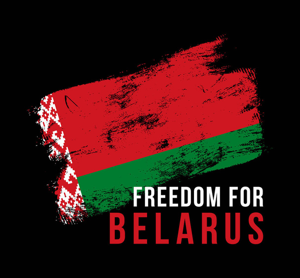 Vektor illusztrálja a felirat Szabadság Fehéroroszország hátterében a zászló. A szabadság szimbóluma Fehéroroszországban. Fehéroroszország nemzeti színei - Vektor, kép