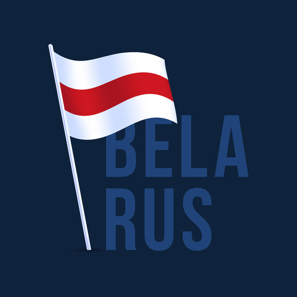 Zászló Fehéroroszország zászlórúddal integetett a szél.Vektor illusztráció elszigetelt sötét háttér - Vektor, kép