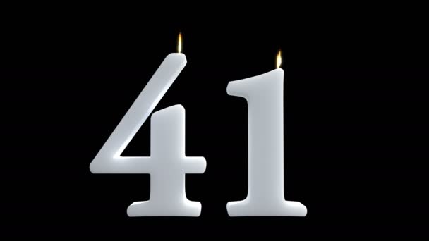 41 wax candles birthday on black - Footage, Video