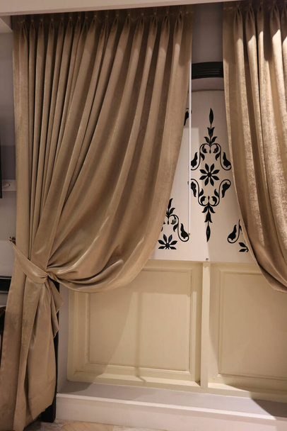 elegant fabric curtain decoration in room    - Fotó, kép