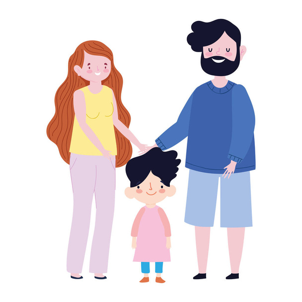 familia madre padre e hijo juntos miembro personaje de dibujos animados - Vector, Imagen