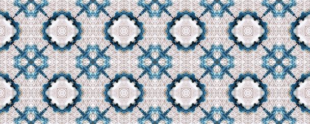 Ethnic blue pattern.  Geometry style. Watercolor tile. Seamless pattern. Colorful antique background. Organic design. Seamless  texture. Folk design. - Photo, Image