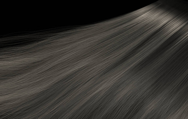 Une vue rapprochée d'une tête de cheveux argentés raides et brillants dans un style courbé ondulé - rendu 3D - Photo, image
