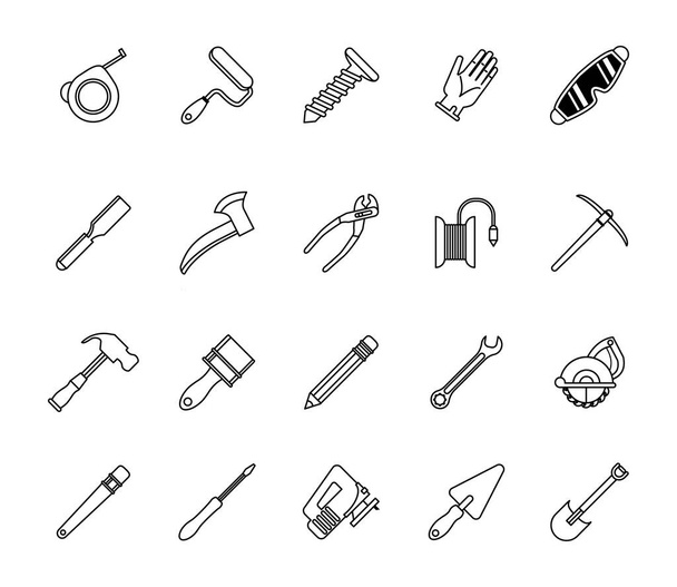 bundle of twenty tools set icons - Vektör, Görsel