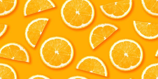 オレンジ柑橘類のスライスシームレスな背景テクスチャ。平置き背景 - 写真・画像