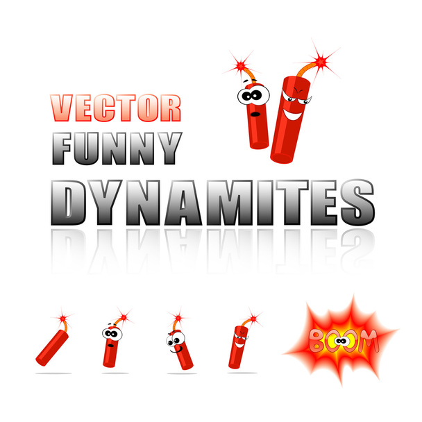 Vector set of cartoon dynamites - Vector, Image