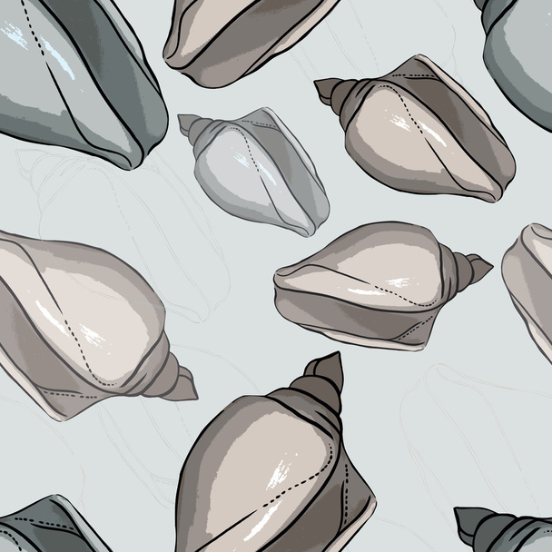 Seamless pattern of trace shells - Wektor, obraz