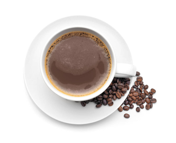 šálek horké kávy na bílém pozadí - Fotografie, Obrázek
