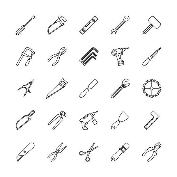 bundle of twenty five tools set collection icons - Vector, Image