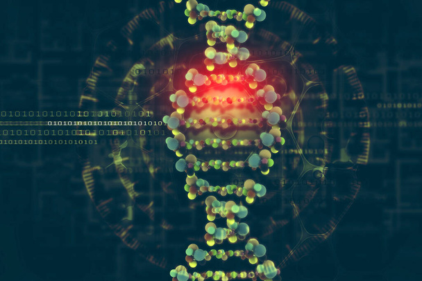 科学的な背景のDNA細胞。3Dイラスト - 写真・画像