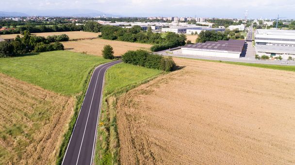 Countryside road, aerial photo taken with a drone - 写真・画像