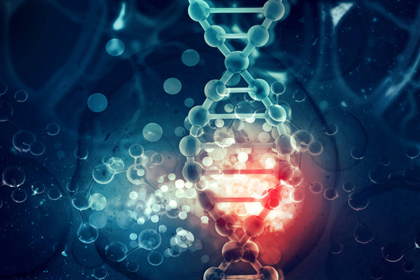 Клетка ДНК на научном фоне. 3d иллюстрация - Фото, изображение