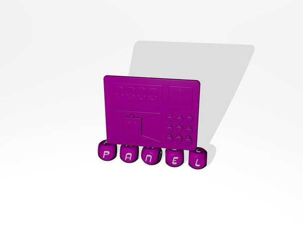 PANEL 3D ікона над кубічними літерами. 3D ілюстрація. тло і дизайн - Фото, зображення