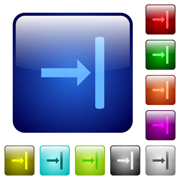 Ausrichten nach rechts Symbole in abgerundeten quadratischen Farbe Hochglanz-Knopf-Set - Vektor, Bild