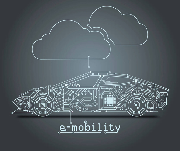  conducción autónoma en coche electrónico, movilidad electrónica - Foto, imagen