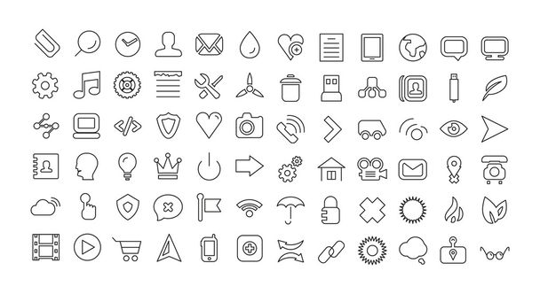 Conjunto de iconos de línea web. Iconos finos universales
 - Vector, Imagen