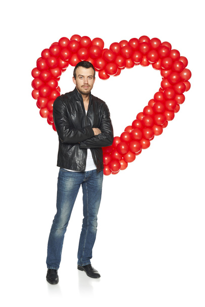 Man standing in front of heart shape - Photo, image
