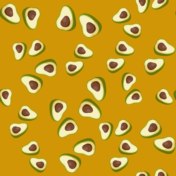 Avocado seamless pattern. Whole avocado with leaf. Design for printing, fabric and packaging of organic, vegan, raw products. Texture for eco and healthy food - Вектор, зображення