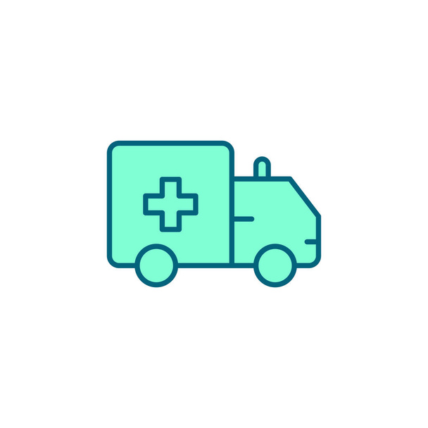 Ambulance truck vector icon symbol medical isolated on white background - Vector, Image