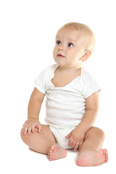 Beautiful little boy in clothing isolated on white background - Photo, Image
