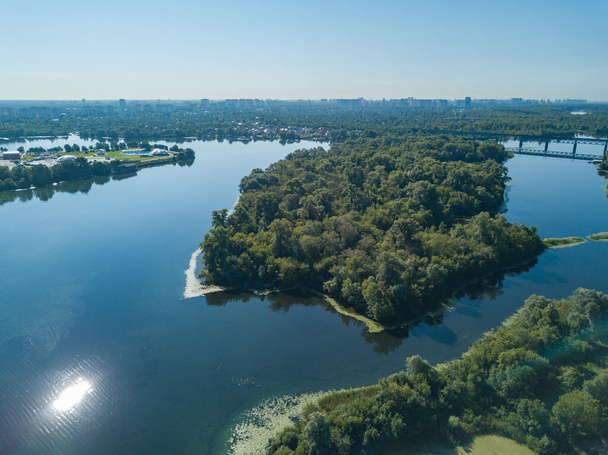 Aerial drone view of the Dnieper River in Kiev - Photo, Image