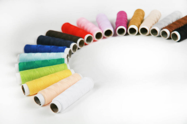 colorful sewing threads on white background  - Photo, Image