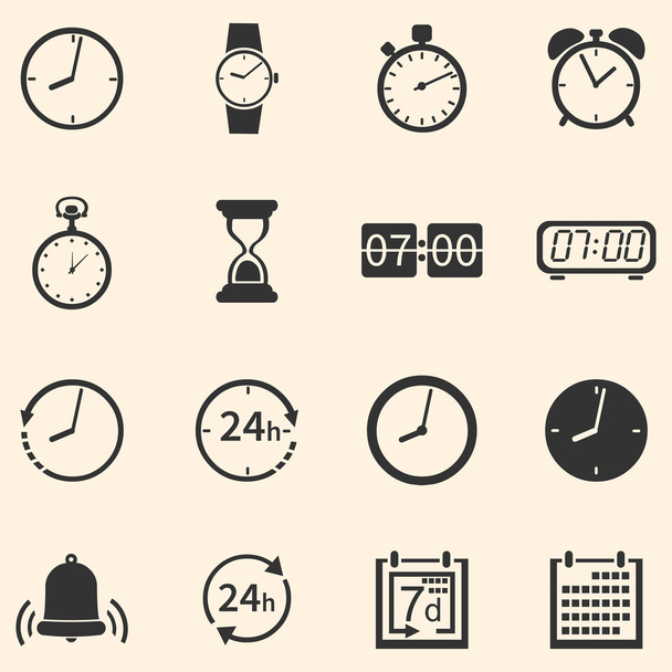 Conjunto de vectores de 16 iconos de tiempo
 - Vector, Imagen