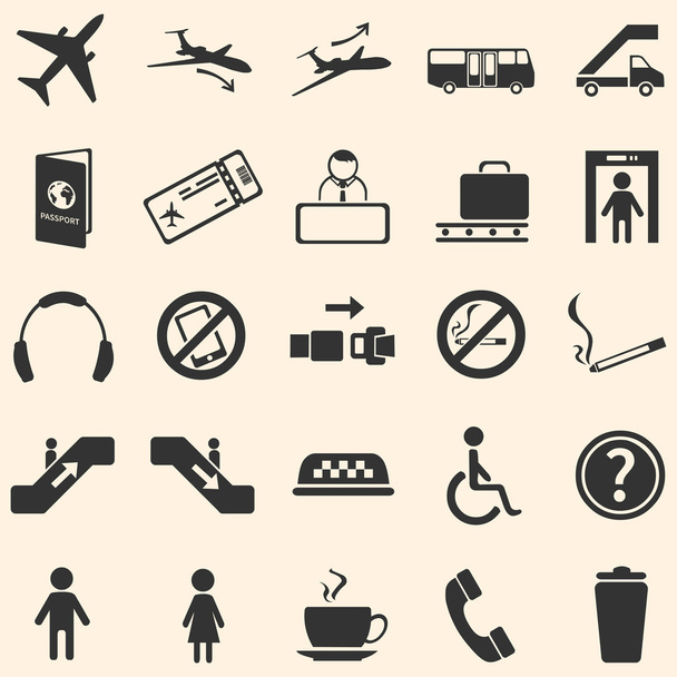 Векторный набор из 25 иконок аэропортов
 - Вектор,изображение