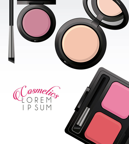 belettering en make-up cosmetica in de kleur wit achtergrond - Vector, afbeelding