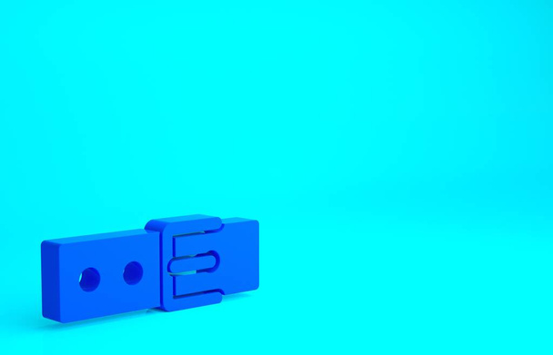 Μπλε Collar με ετικέτα όνομα εικονίδιο απομονώνονται σε μπλε φόντο. Απλές προμήθειες για κατοικίδια ζώα. Φροντίδα γάτας και σκύλου. Αλυσίδες. Μινιμαλιστική έννοια. 3d απεικόνιση 3D καθιστούν. - Φωτογραφία, εικόνα
