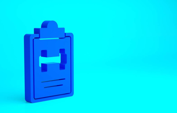 Programma di allenamento Blue Sport o icona del piano fitness isolato su sfondo blu. Concetto minimalista. Illustrazione 3d rendering 3D. - Foto, immagini