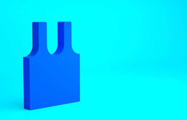 Символ голубой футболки без рукавов выделен на синем фоне. Концепция минимализма. 3D-рендеринг. - Фото, изображение
