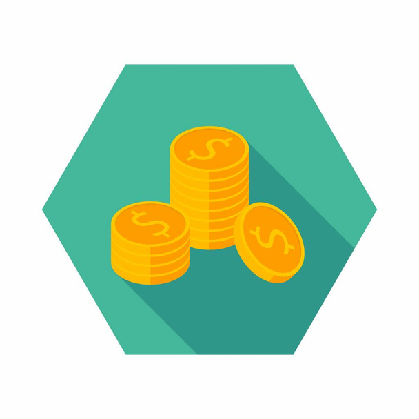 Gold coins stack icon vector isometric. - Vector, Image