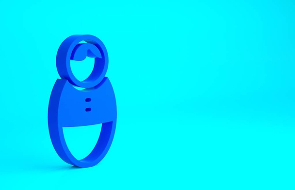 Blue Tumbler panenka ikona izolované na modrém pozadí. Minimalismus. 3D ilustrace 3D vykreslení. - Fotografie, Obrázek