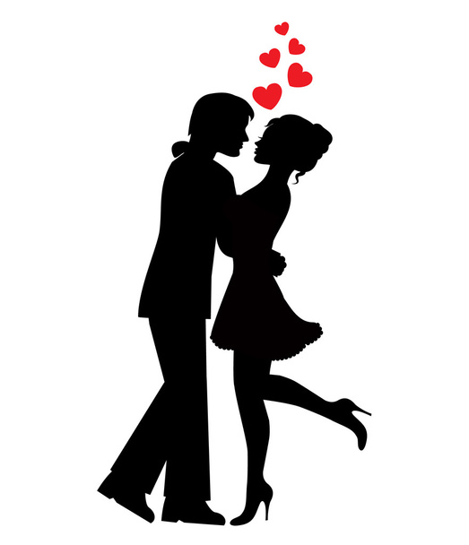 Silhouettes of couples in love - Vector, afbeelding