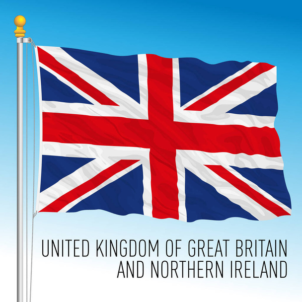 Официальный национальный флаг Великобритании, европейская страна, векторная иллюстрация - Вектор,изображение