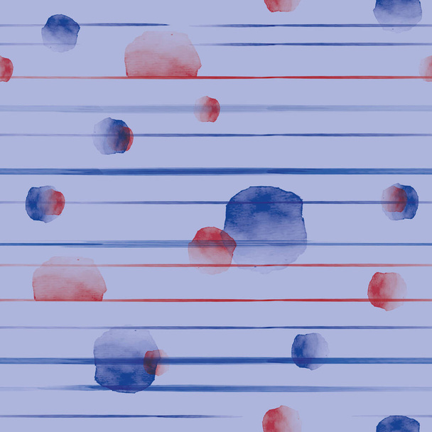 Vector líneas azules rojas rayas puntos patrón sin costuras - Vector, imagen