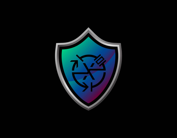 Логотип письма Shield X с электрическим кодом и современным дизайном щитов. Шаблон дизайна защиты значков Security X. - Вектор,изображение
