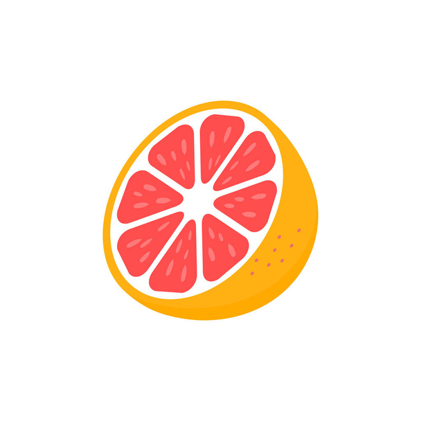 グレープフルーツのアイコンのスライス。グレープフルーツの平和のベクトル図は白に隔離された。おいしい甘いフルーツのシンボル. - ベクター画像
