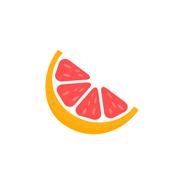 Grapefruit in Scheiben schneiden. Grapefruit Peace Vector Illustration isoliert auf weiß. Leckeres Symbol für süße Früchte. - Vektor, Bild