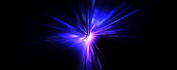 Une fusée éclairante futuriste. Étoile d'explosion lumineuse avec des particules et des lignes lumineuses. Beau fond abstrait rayons. - Photo, image