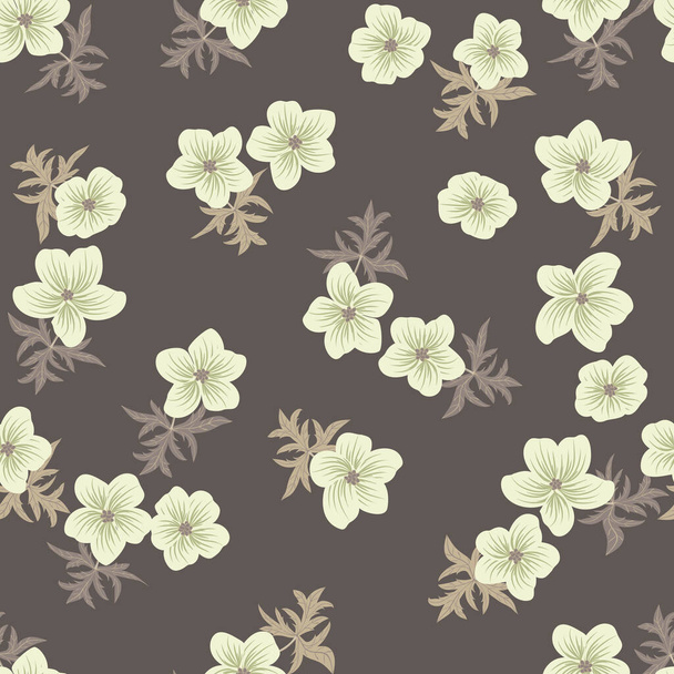 Vintage pattern in simple flowers of buttercup. Floral seamless background for romantic country wedding, textile, covers, manufacturing, wallpapers, print, gift wrap - Вектор,изображение
