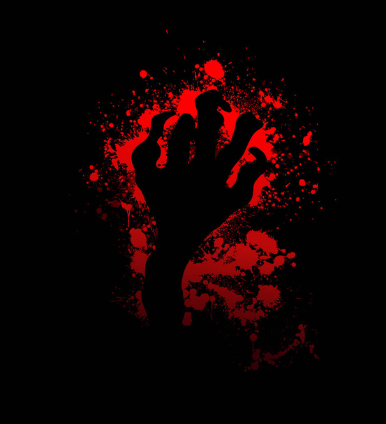La mano del monstruo. Manchas de sangre. Ilustración vectorial - Vector, Imagen